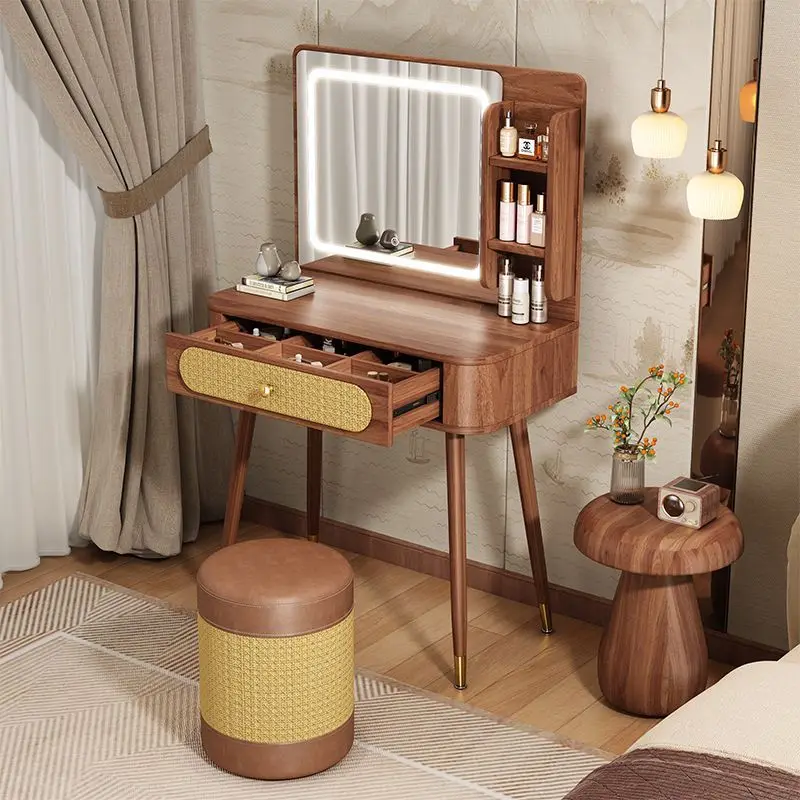 Medieval dresser bedroom dressing table master bedroom high-grade small dressing table mirror integrated