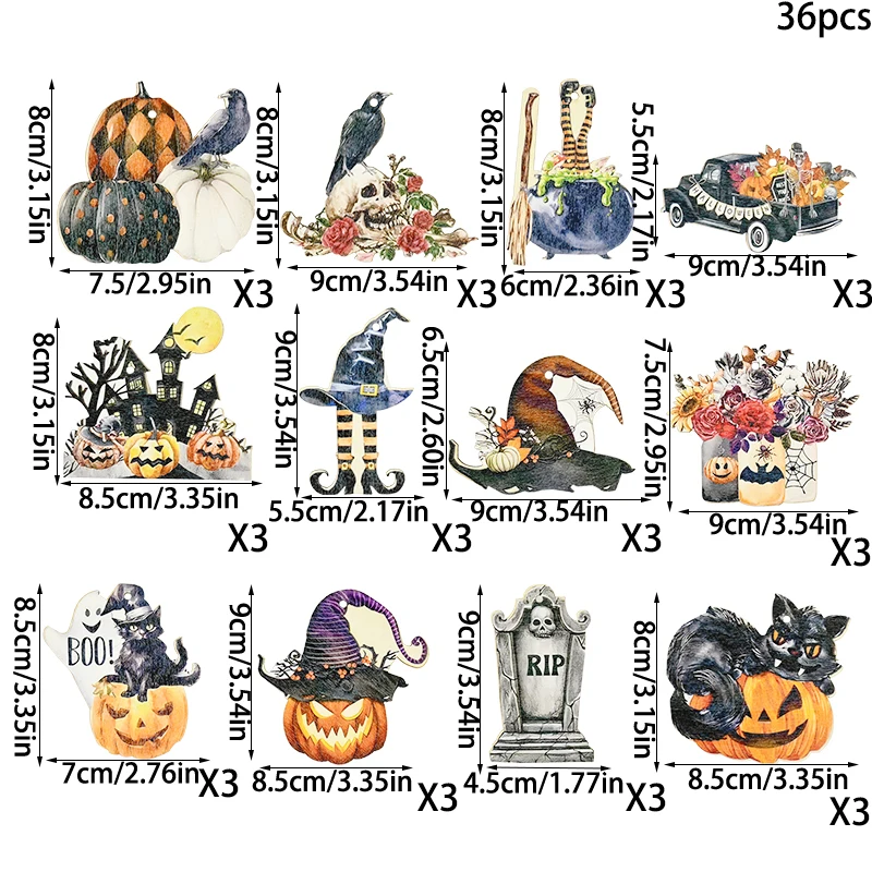 36Pcs Halloween Pumpkin Hanging Pendant Ornament Witch Hat Pumpkin Halloween Party Decorations Bar Haunted House Home Decor