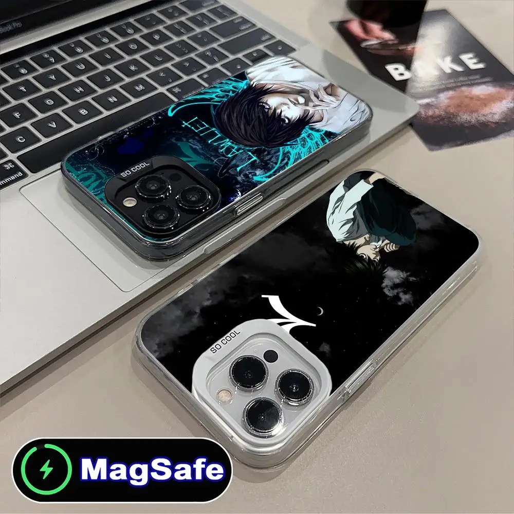 Death note l lawliet caso de telefone móvel para iphone 16 15 14 13 12 11 pro max plus magsafe translúcido cor capa luxo bonito