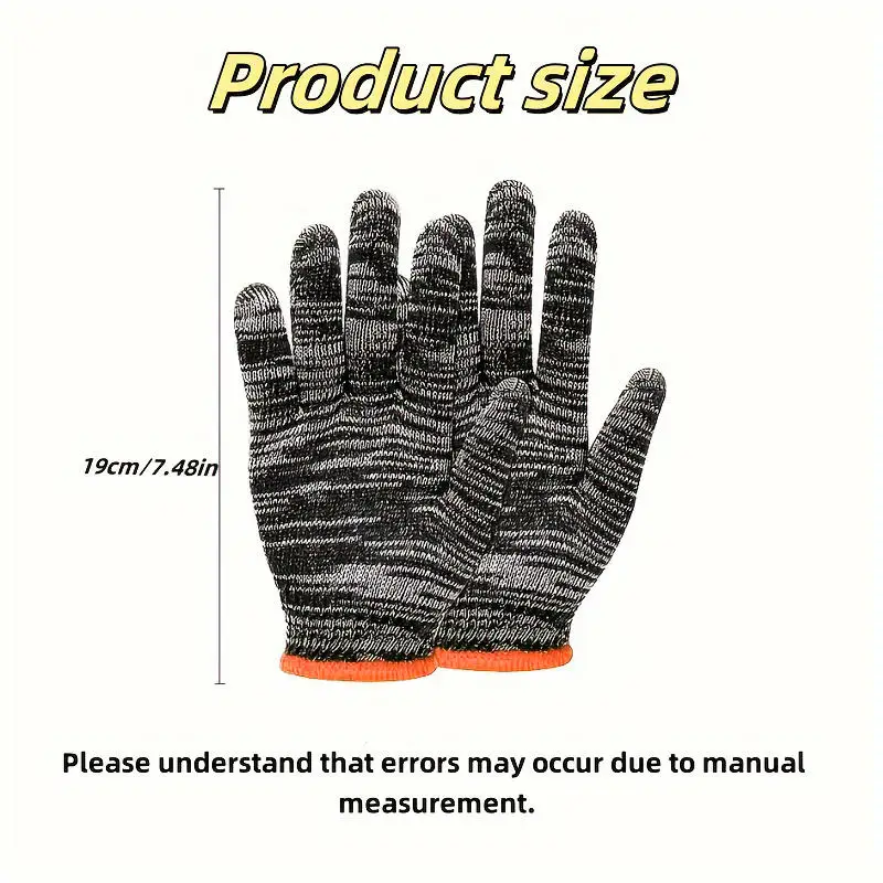 24 Pcs Protective Gloves Cotton Thread Gloves Work Thick Nylon Black Yarn Wear Resistant Cotton Thread Gloves