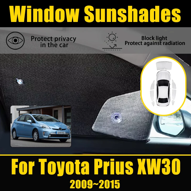 

Автомобильные светоблокирующие шторы для Toyota Prius XW30 2009 ~ 2015, полный козырек, защита от ультрафиолета, отражатель, температура падения, автомобильные аксессуары