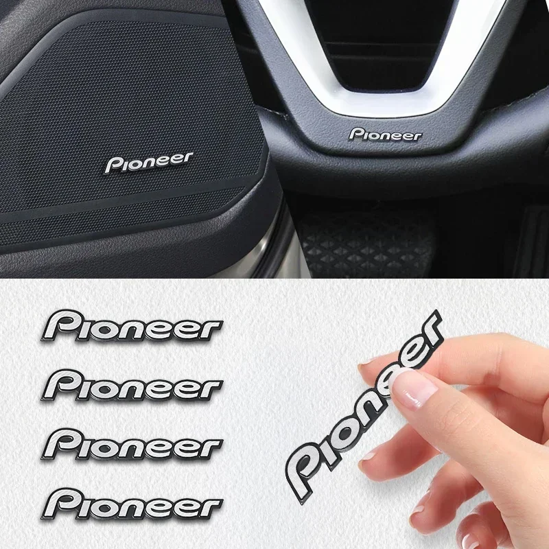 5pcs/10pcs high-quality Metal pioneer logo car Hi-Fi Speaker audio Speaker Badge stereo Emblem sticker Auto styling accessories