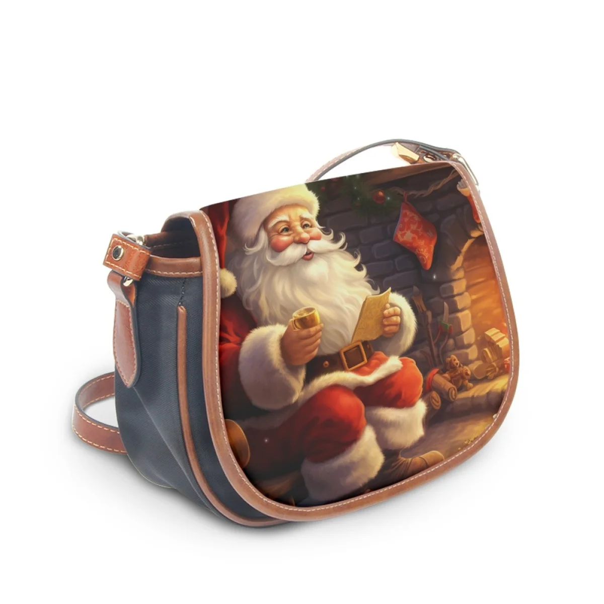 Noisydesigns Merry Christmas Vintage Messenger Bags For Women Pu Leather Ladies 2023 Santa Claus Prints Dropshipping