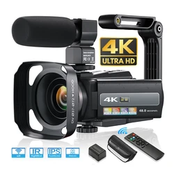 4K Video Camera Camcorder 48MP UHD WiFi IR Night Vision Vlogging Camera for YouTube 16X Digital Zoom Touch Screen Camera