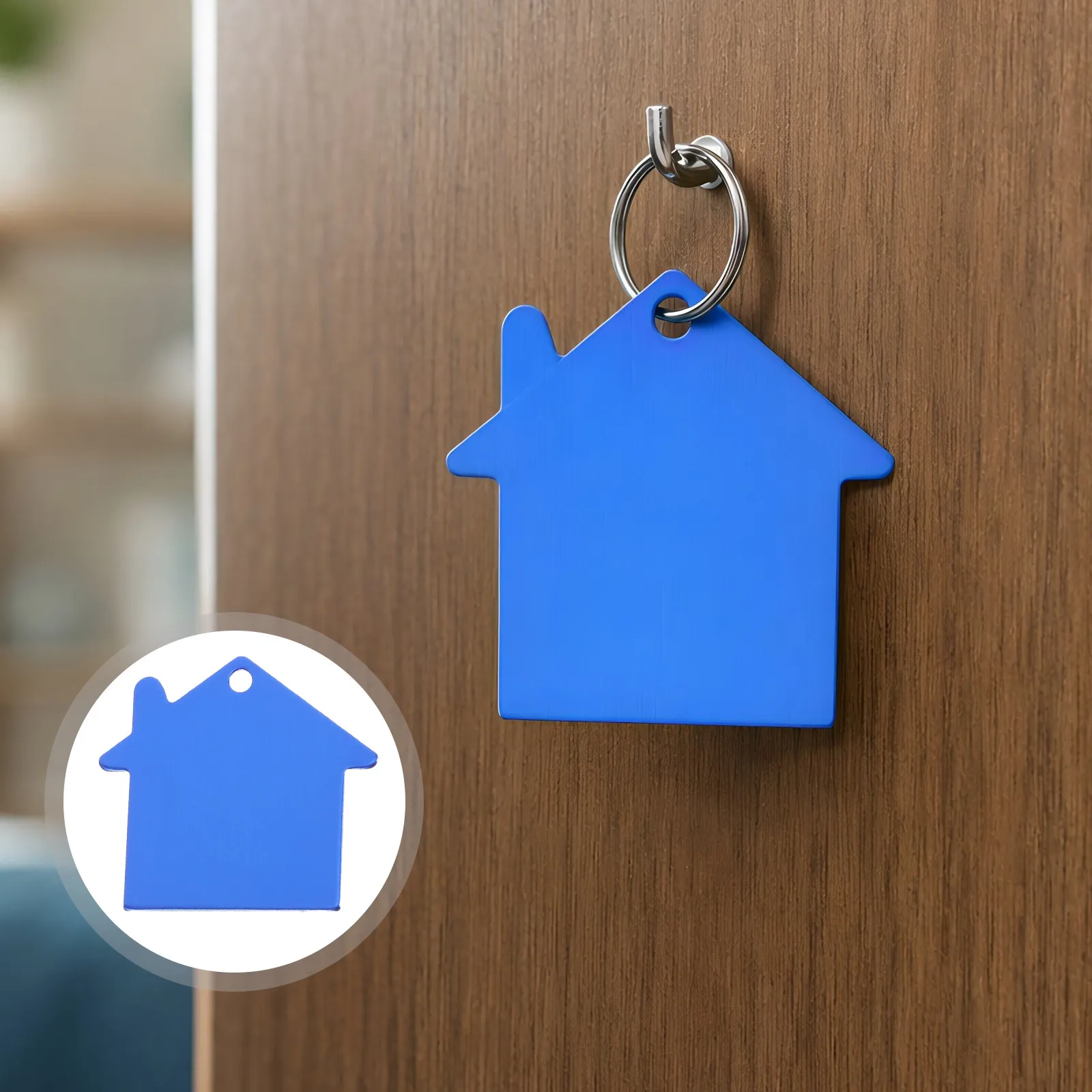 20PCS House Shape Aluminum Tags Personalize House Shape Aluminum Tag Customized Engraved Information Anti Lost Keyring Pendant
