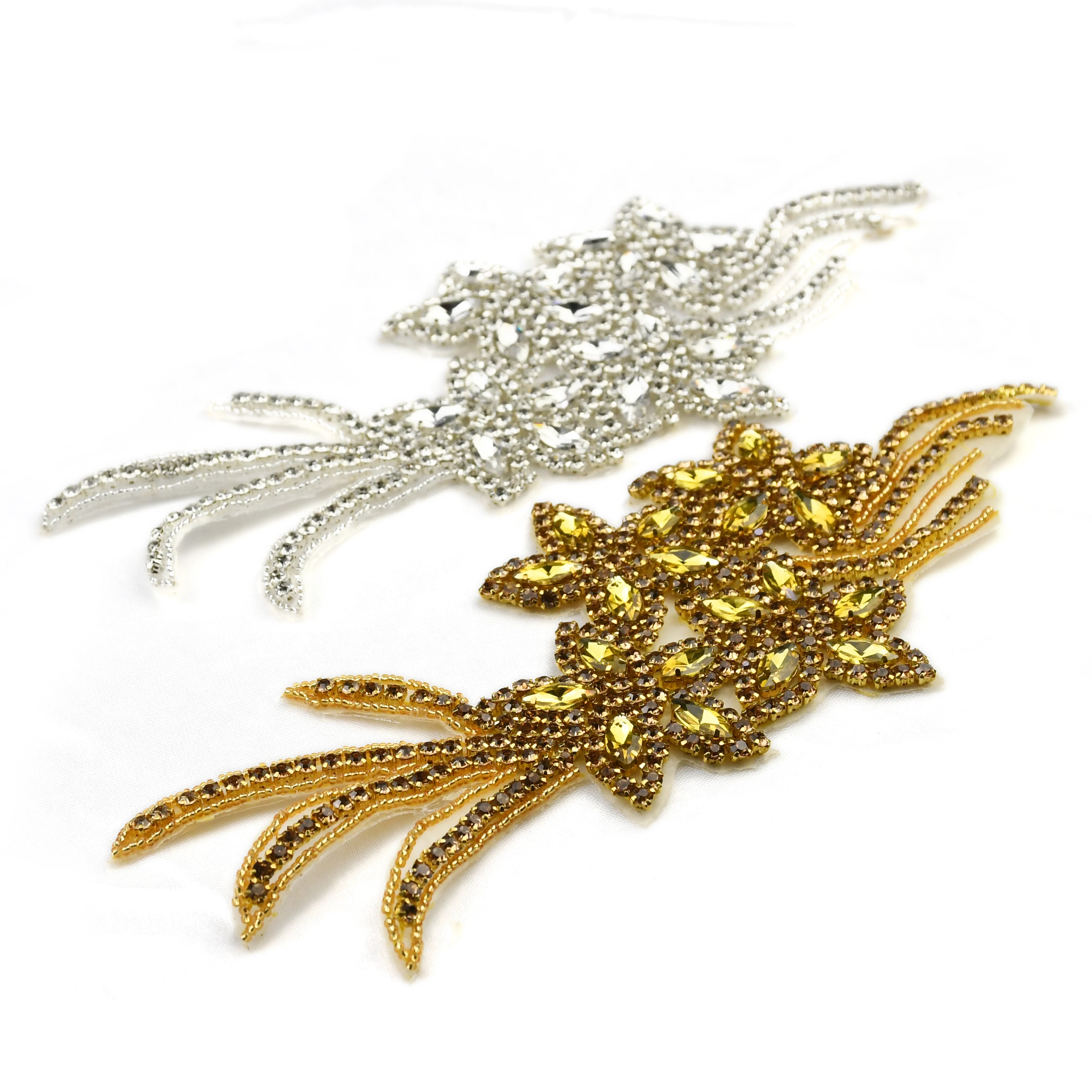 Handmade 3D Silver Rhinestone Applique, Neckling and Belt for Wedding Decoration,(30pcs)WRA-1036