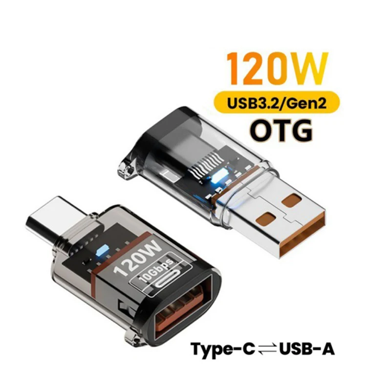 120 واط نوع C إلى USB A OTG محول USB 3.2 إلى نوع C موصل شحن سريع آيفون 15 16 ماك بوك باد هواوي P60 شاومي