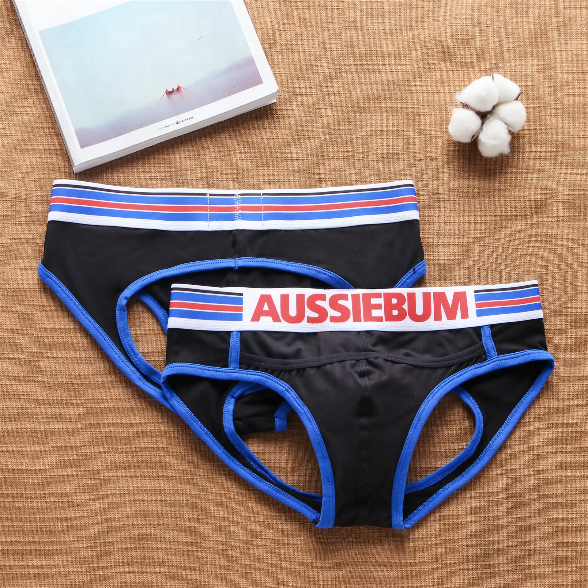 Aussiebum Men\'s Panties Back Hollowed out Pure Cotton buttock Lifting Breathable Comfortable Back Empty Pants Briefs