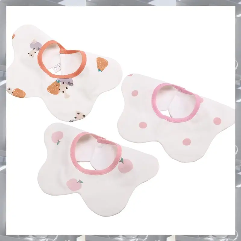 A84F-360 °   Rotare il set da 3 bavaglini in cotone organico, bavaglini in mussola regolabili per la dentizione e la sbavatura, unisex