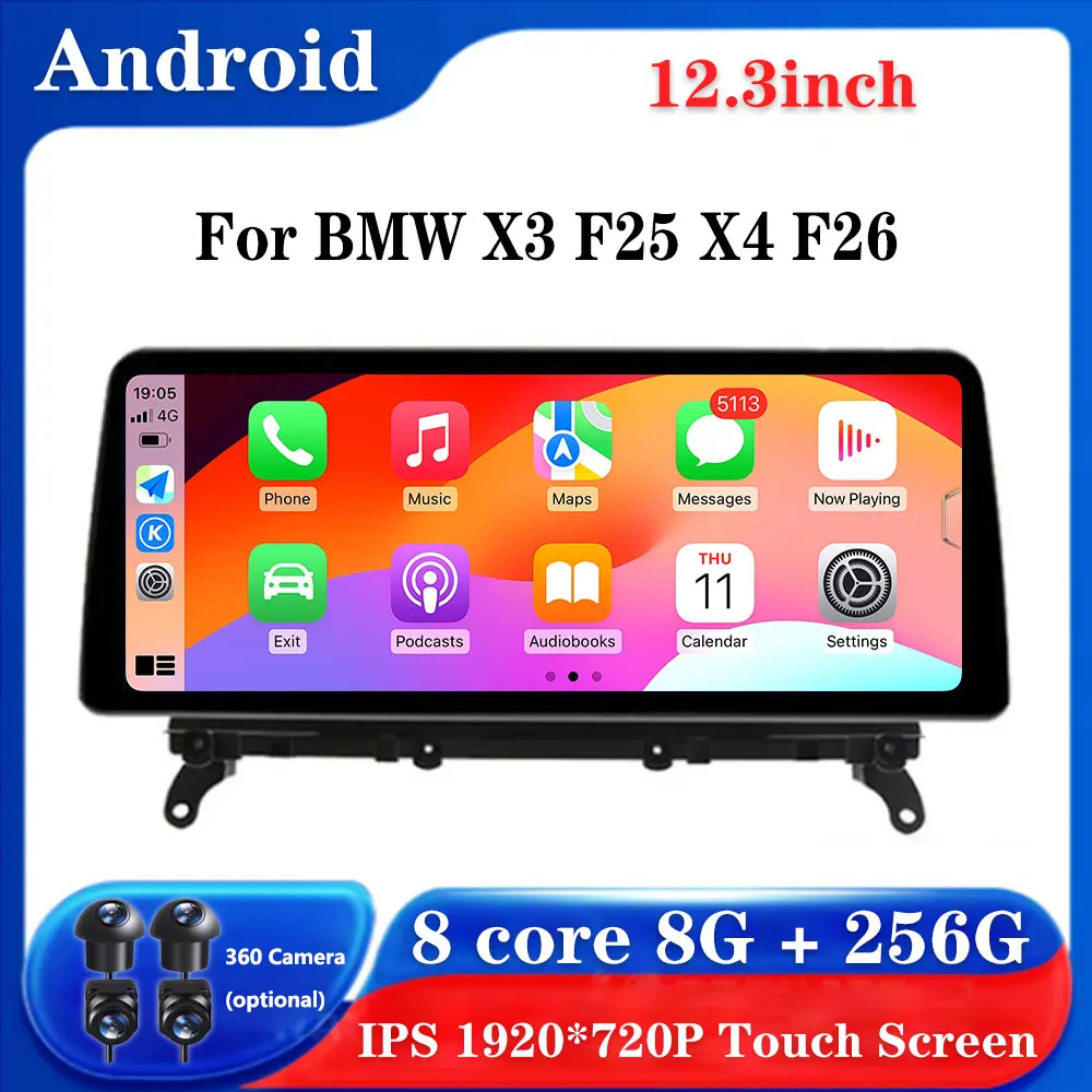 12.3 Inch Android OS Touch Screen DSP For BMW X3 F25 X4 F26 Car Accessories Auto Carplay Monitors Video Radio Multimedia Player