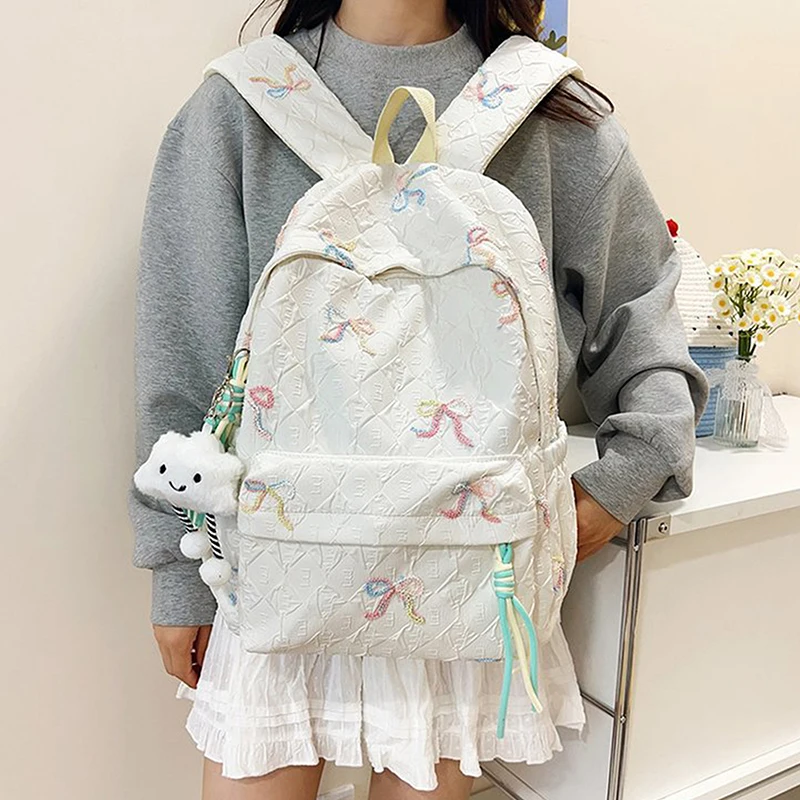 

1PCS Cute Backpack Bowknot Print Schoolbag Lightweight School Bookbags Sweet Rucksack For Girls Women