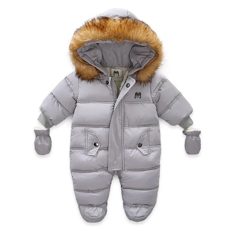 Winter 2024 New Newborn Girls Jumpsuit Hooded Long Sleeved Plush Baby Girls Winter Rompers Warm Thickened Infant Girl Parkas