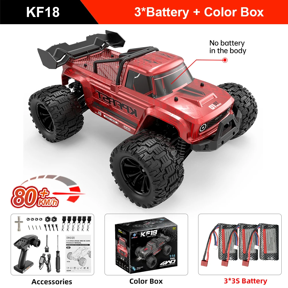 Teeggi 4WD 2.4G RC Drift Auto 80 KM/H 1:14 Hoge Snelheid Off-Road Racewagen Borstelloze 3S Afstandsbediening Auto Vrachtwagen Speelgoed Voor Gift