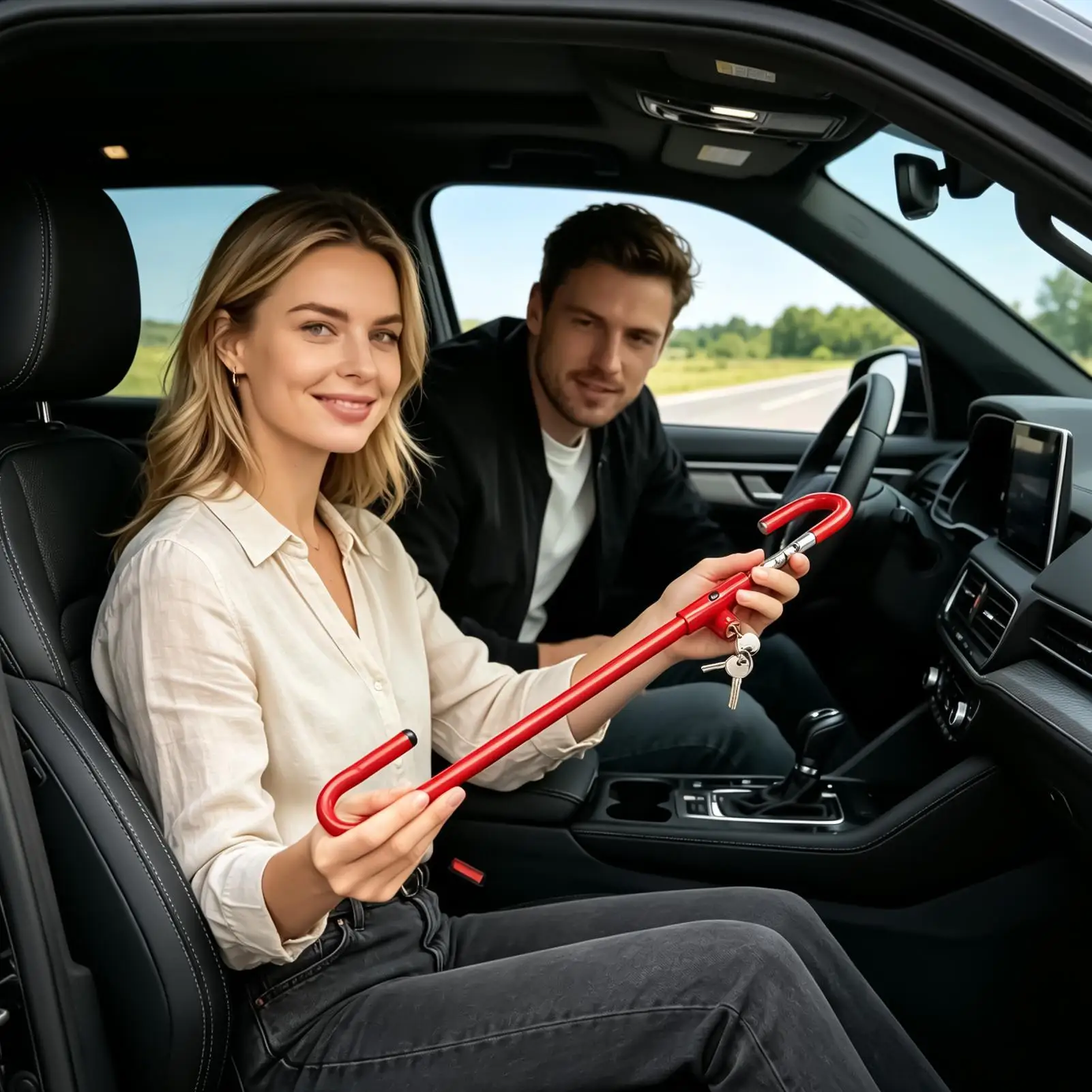 Car Steering Wheel Lock Brake Pedal Security Locking With 2 Keys Steering Wheel Lock Anti Theft Device For Trailer Auto Parking