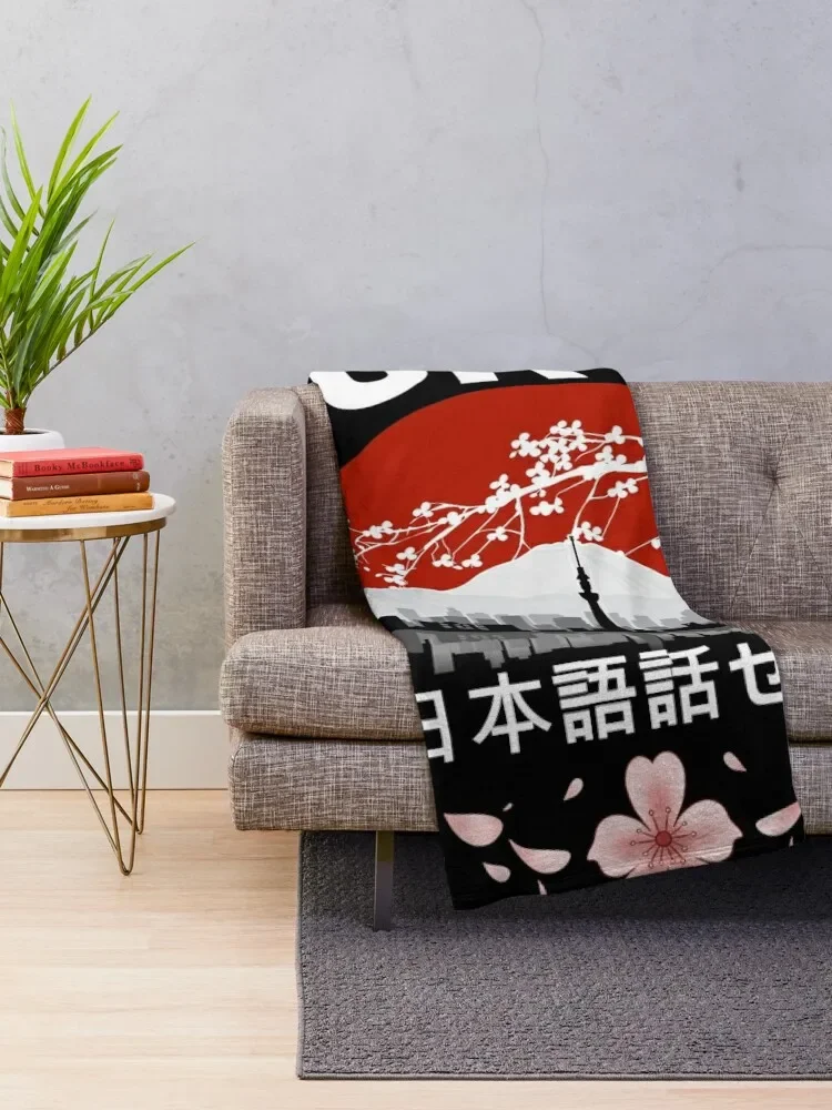 Tokyo - I don’t speak Japanese: White Version Throw Blanket Sleeping Bag Plaid on the sofa Blankets