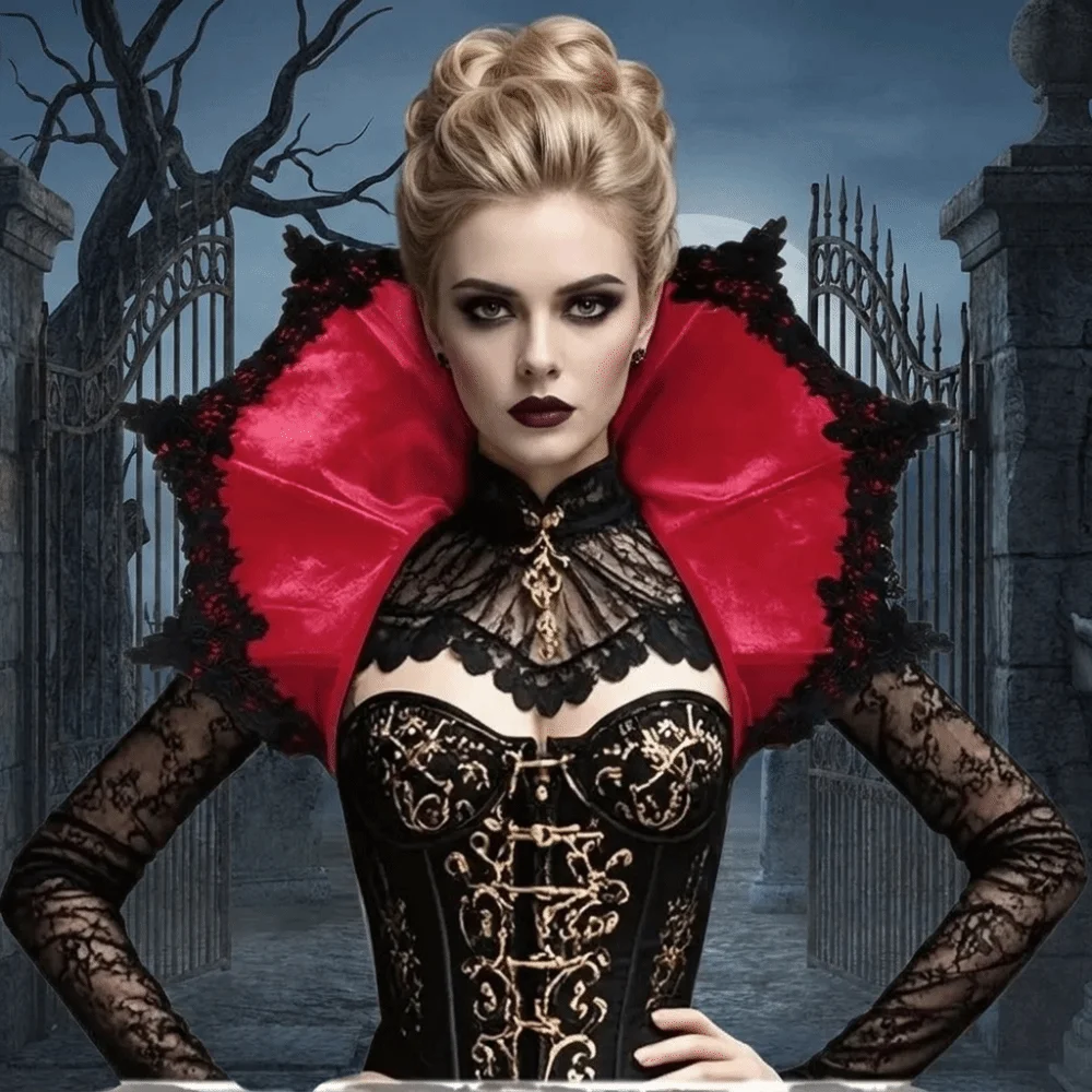 Cloth Victorian Stand Up Collar Gothic Medieval Design Queen Cosplay Cloak Cape Renaissance Halloween Costume Accessories view 4