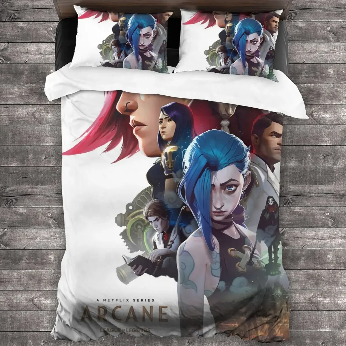 

Jinx Single 3D Print Комплект постельного белья Single Double Queen King Size Пододеяльник для мальчиков Спальня LoL Jinx Anime 2024 Комплект постельного белья
