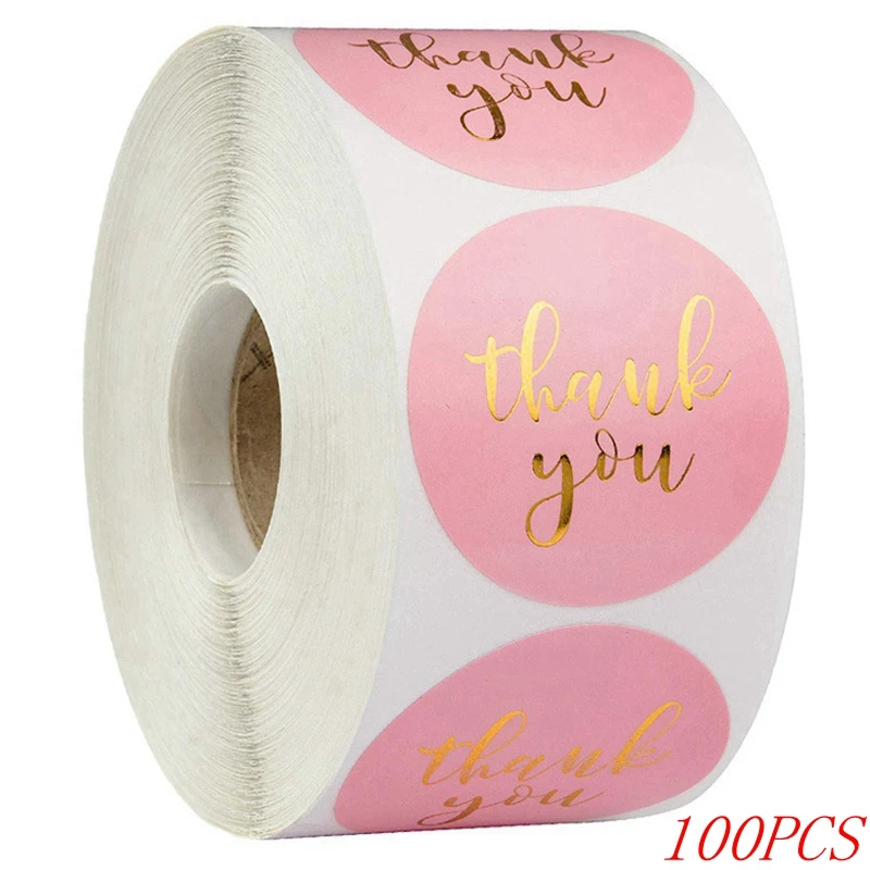50-500 Stuks 1Inch Blauw Dank U Stickers Voor Envelop Afdichting Labels Briefpapier Levert Handgemaakte Huwelijkscadeau Decoratie sticker