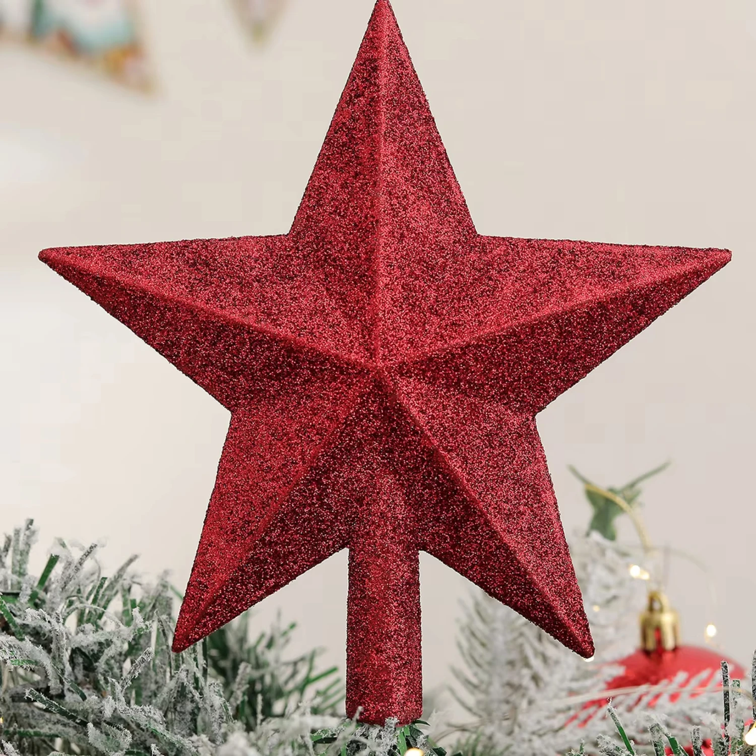 1pc Weihnachten baum top 20CM glitter fünfzackigen stern dekoration Engel Stern draht Weihnachten dekorationen Decoracion de navidad Elf