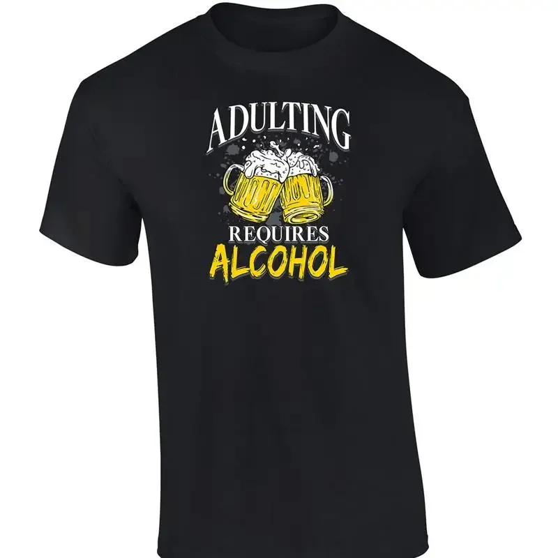 Trenz T Shirt Company Adulting Requires Alcohol Mens Funny