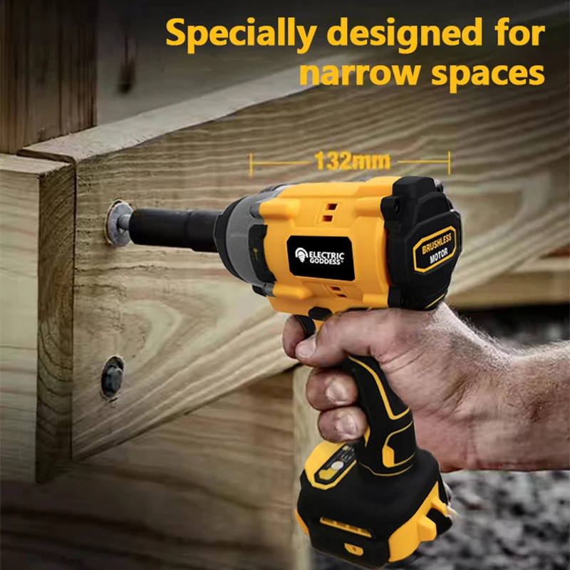 Electric Goddess HBS004 205N.m Cordless Electric Impact Wrench Brushless Electric  Hand Drill Power Tool For Dewalt 20V Battery