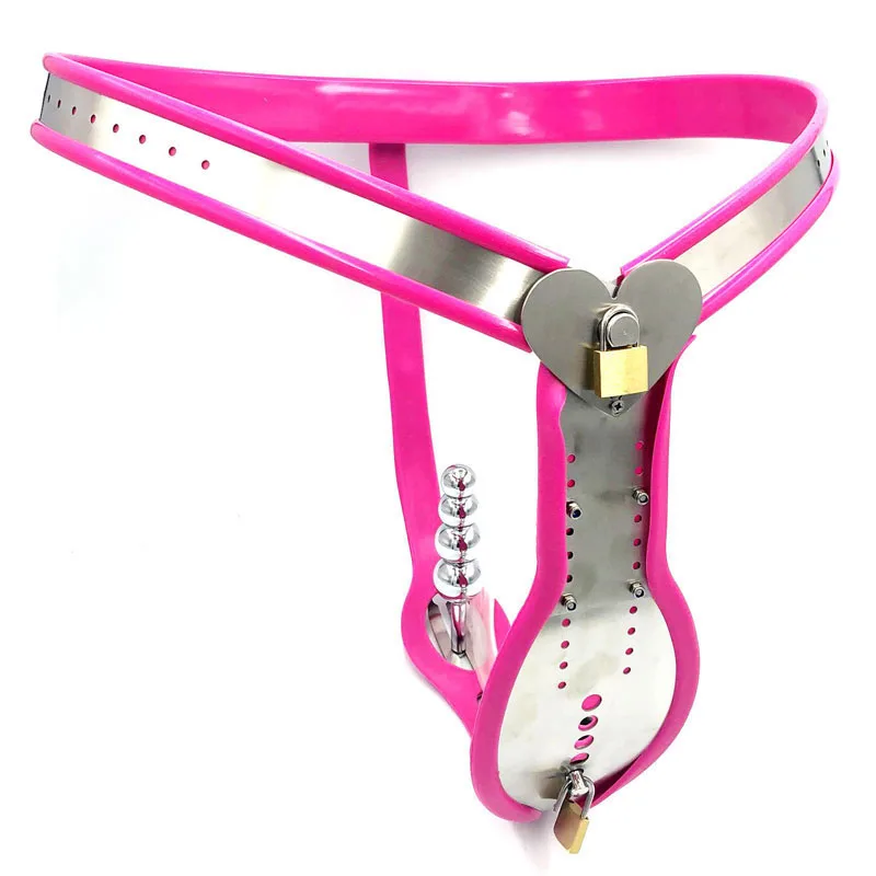 Male Chastity Belt Bondage Chastity Lock with Anal Plug T-shaped Panties Stainless Steel Gay Strap Poop Hole Catheter Penis Cage