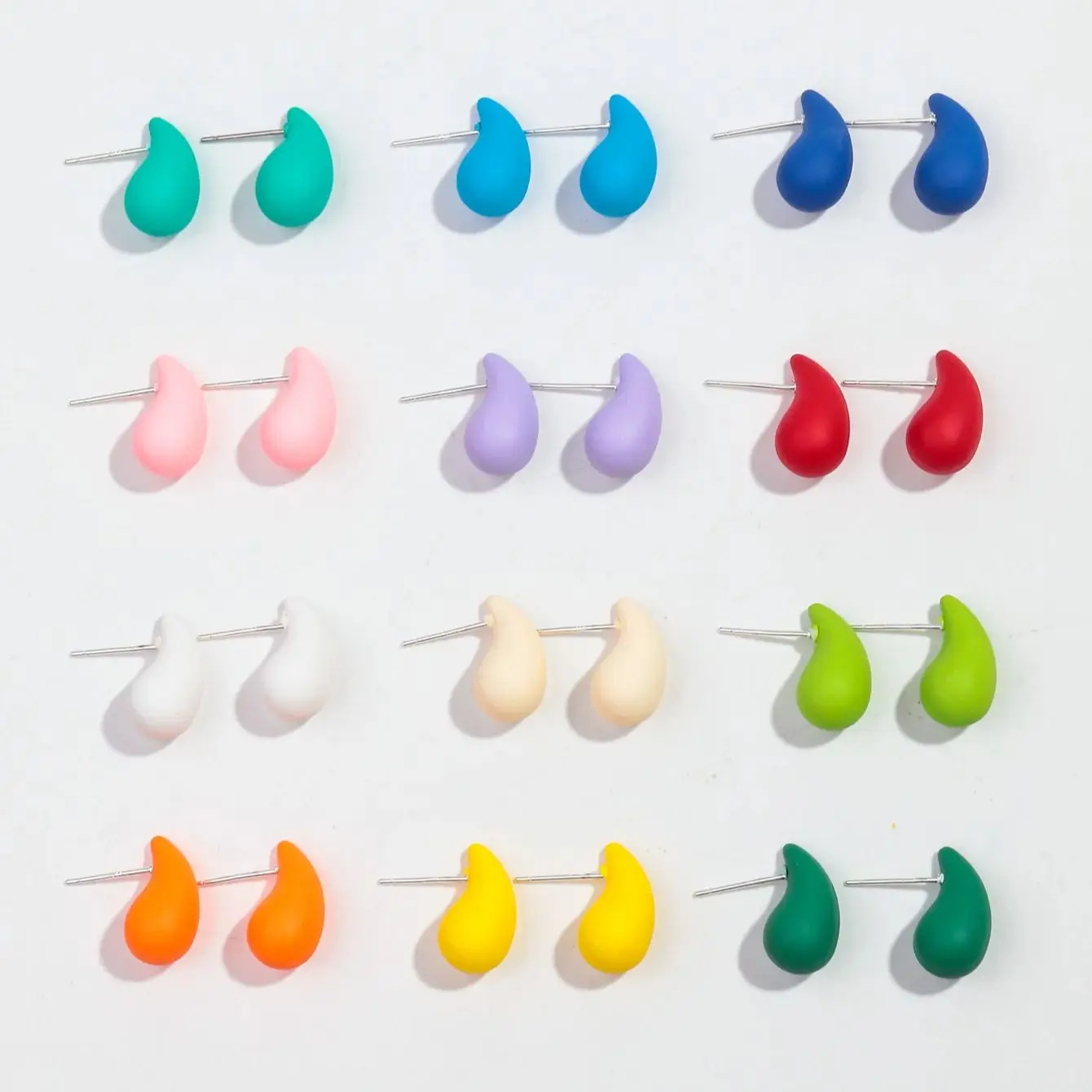 9Pairs/set Lovely Colorful Small Acrylic Waterdrop Earrings for Women Cute Water Star Square Round Earrings Trend Jewelry
