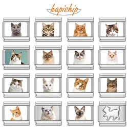 Hapiship 2024 Women's Fashion Wholesale Cute Cat Animals Italian Charm Beads Fit 9mm Stainless Steel Bracelet Jewelry TZ039