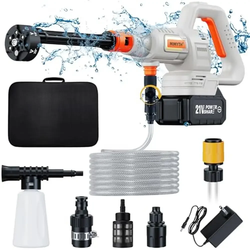 

Portable Cordless Power Washer 1200PSI 3.0GPM Brushless Motor 4.0Ah Battery&Charger 6-in-1 Nozzle Kit