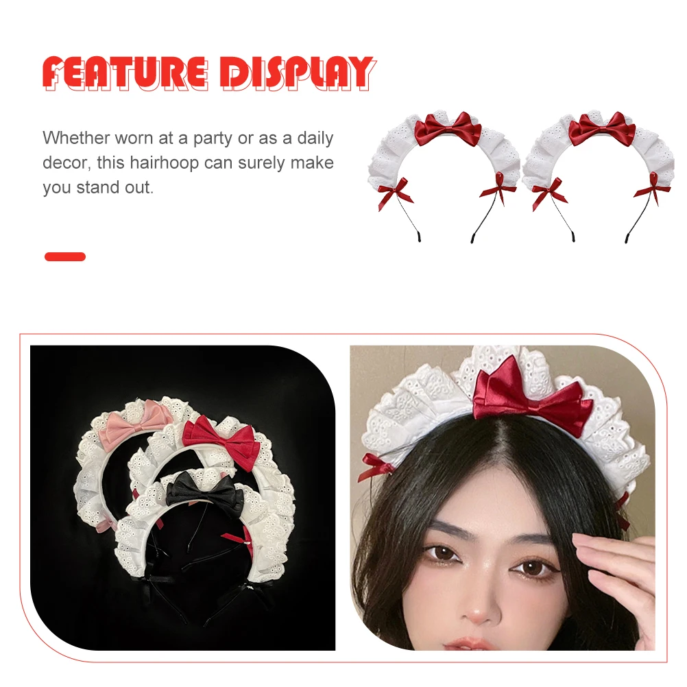 

2 pcs Lace Bowknot Hair Hoops Women Elegant Party Headwear Cosplay Headdress Festival Decor Lightweight Comfortable Cloth