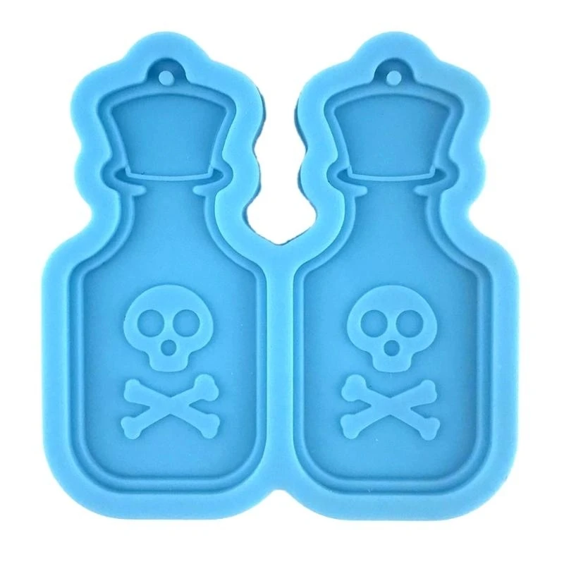 

652F Glossy Wine Bottle Earring Keychain Silicone Mold with Hole for DIY Crystal Mold Pendant Earrings Mold Decor