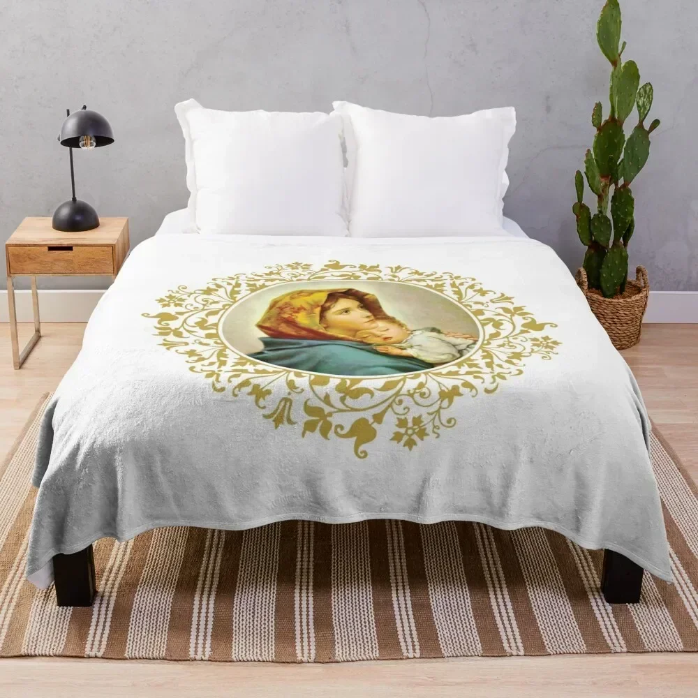 

Virgin Mary with Jesus Child Throw Blanket Multi Use Warm Blanket for Living Room Bedroom
