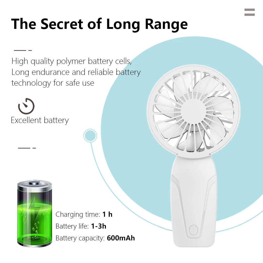 휴대용 선풍기 USB 충전식 포켓 선풍기, 3 단 컴팩트 냉각 선풍기, 가정 사무실 여행 및 야외 활동용
