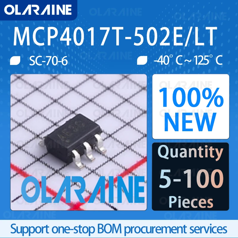 

5/10/100Pcs MCP4017T-502E/LT SC-70-6 100%New 150 PPM / C Digital potentiometer IC chip circuit controller Original