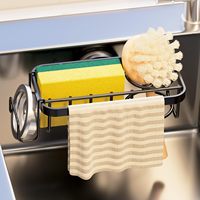 TAILI 4-in-1 Sponge Holder for Kitchen Sink with Strong Suction Cup,Dish Sponge Holder Inside Sink Removable, Rustproof Aluminum