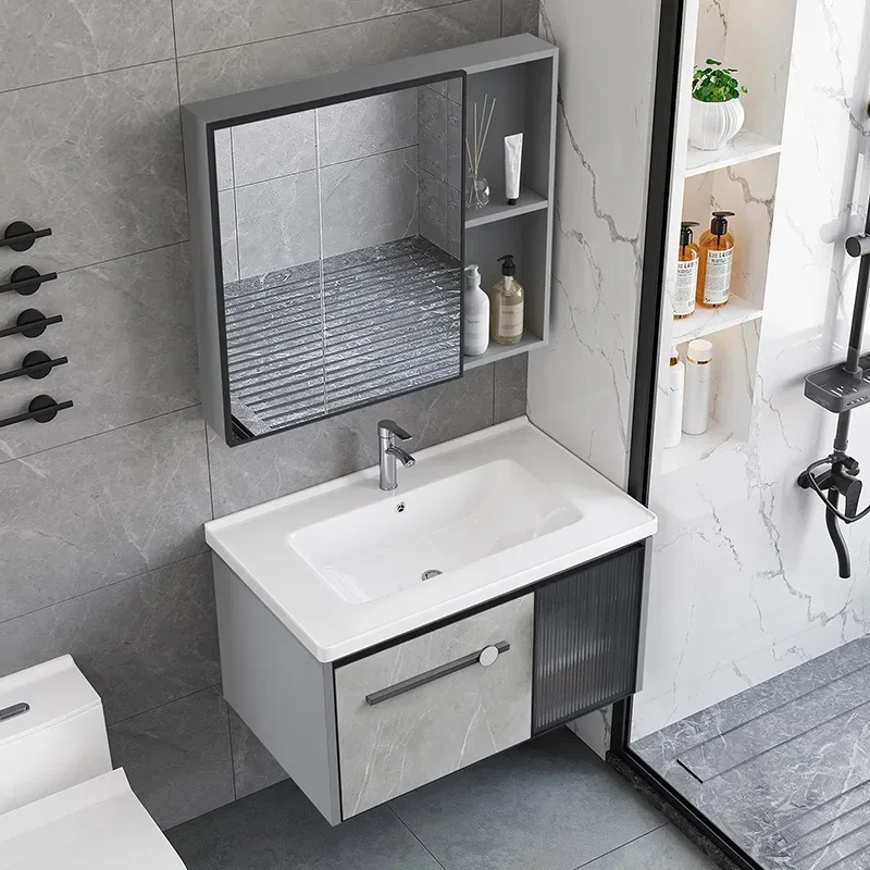 Waterproof Bathroom Cabinet with Smart Mirror Integrated Ceramic Washbasin Bathroom Vanity Cabinet with Sink Home Furniture