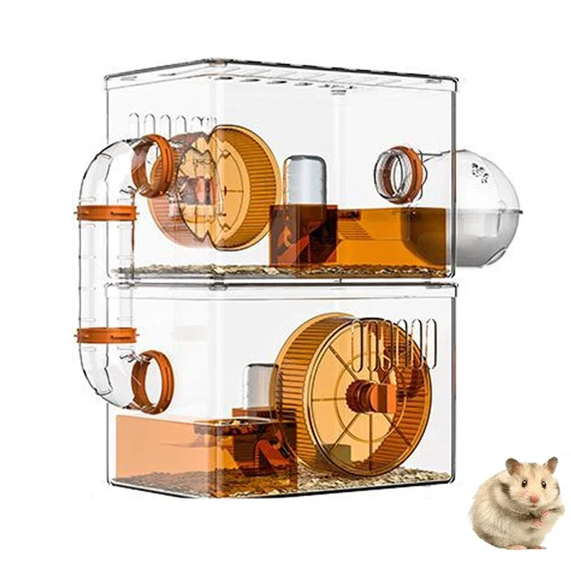 

Transparent Hamster Cages Breathable Guinea Pig Small Animal Cage Hamster Habitats with Accessories Small Pet Breeding Box