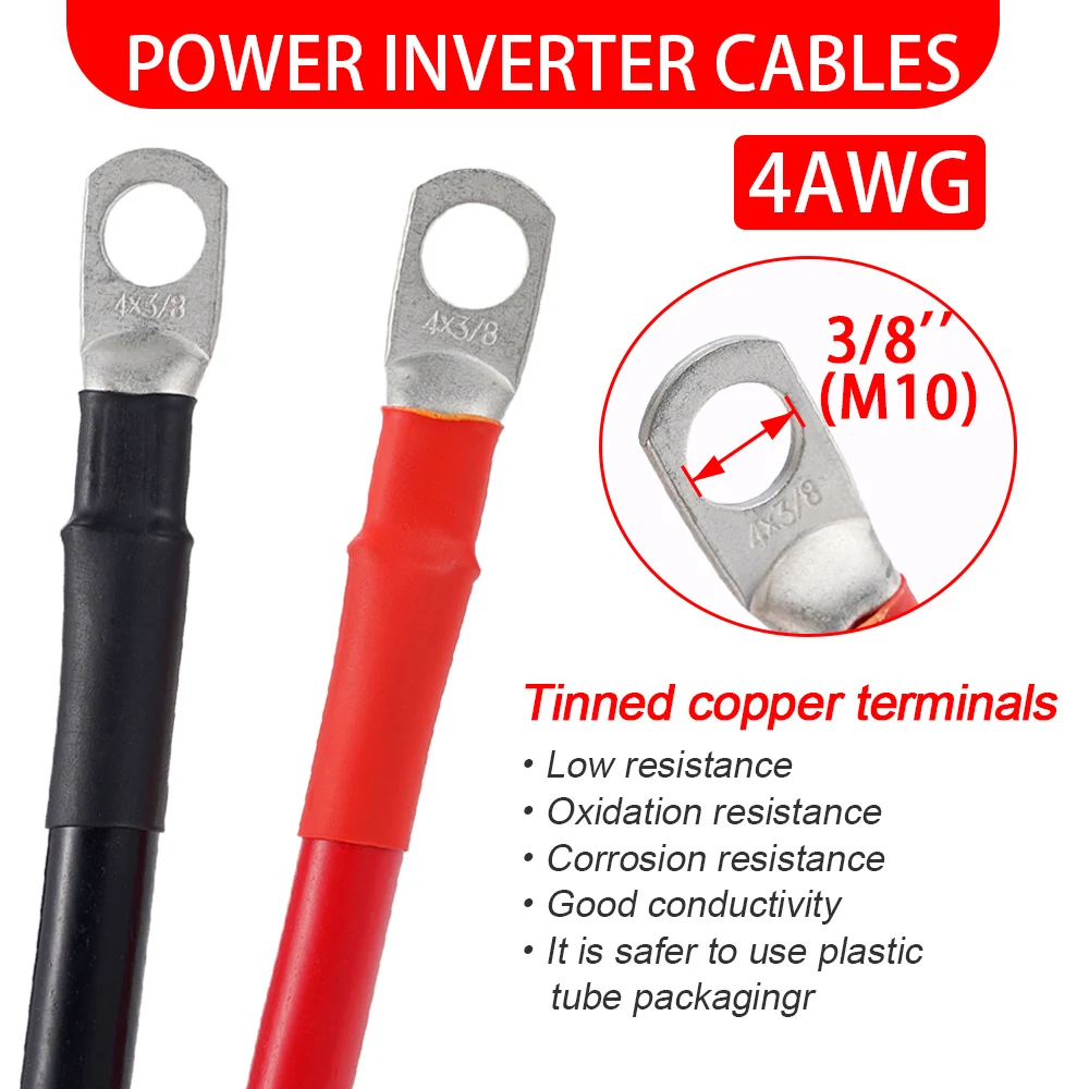 2/4/AWG Car Battery Connector Power Inverter Cables 30cm 50cm Marine Battery Cable silica gel Insulated Jacket For Auto Boats