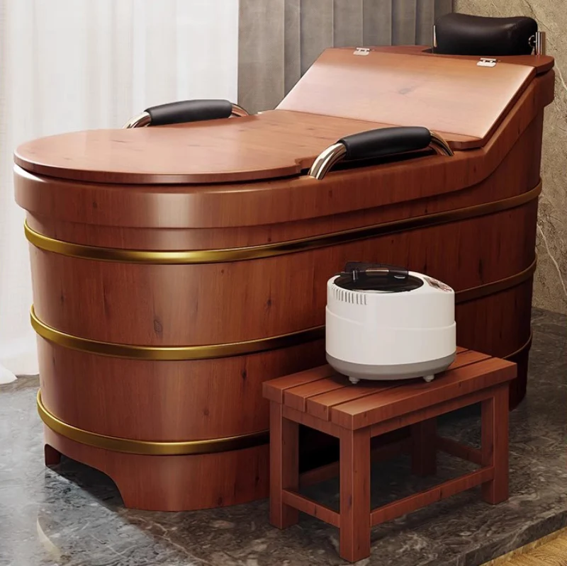 Bathing Wooden Elderly Used Solid Wood Bathing Barrels Wooden Bath Tubs Household Full Body Adult Barrels Large