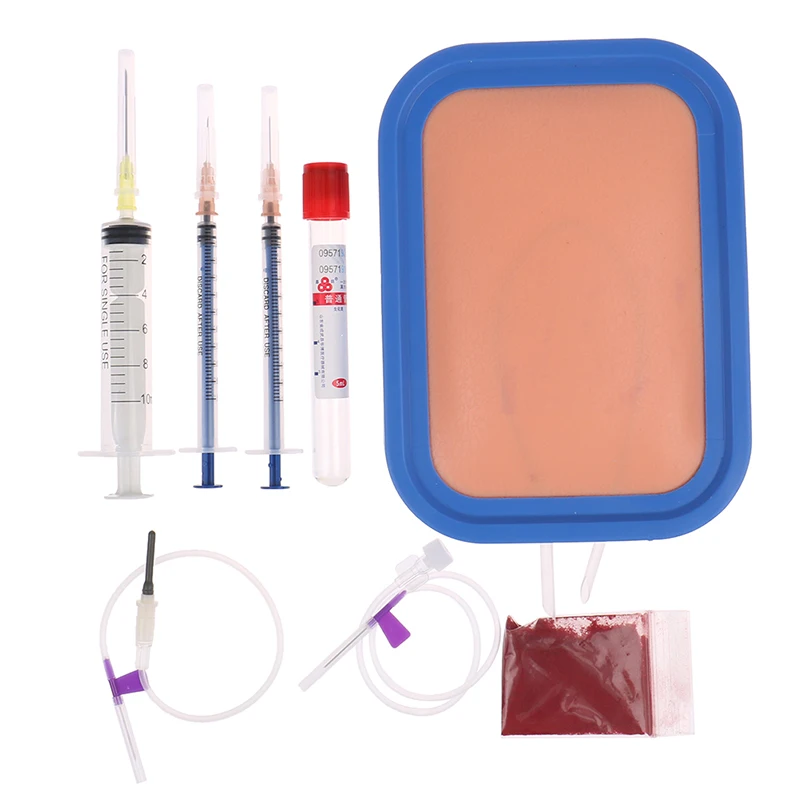 1Set Practical Venipuncture Injection Silicone Simulation Skin Practice Needle Injection Practice Model Transfusion