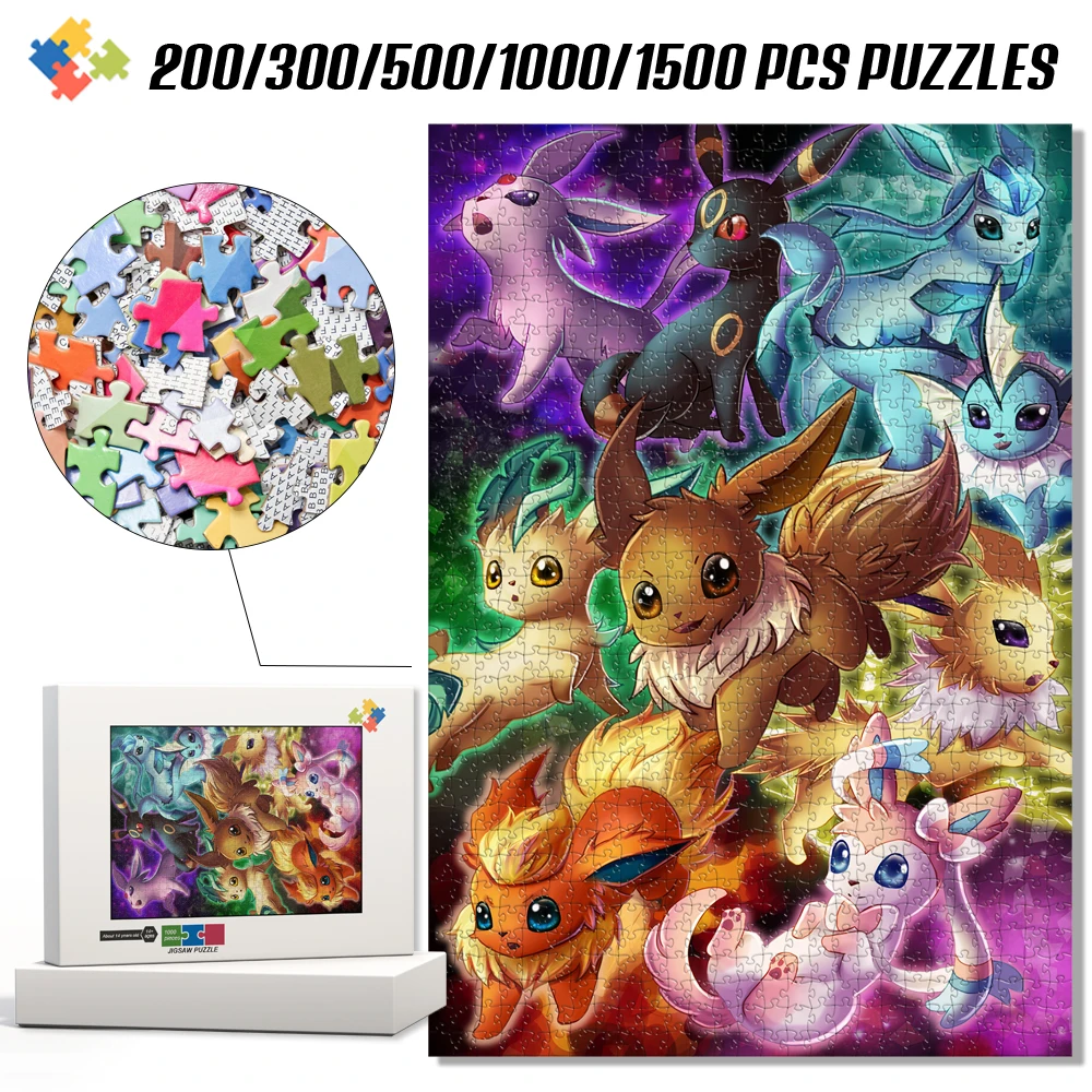 Cartoon Puzzle Children's Toys Pokemon Anime Jigsaw Puzzle Manual Diy Learning Educational Toys Kid's Birthday Gift Multi-Size