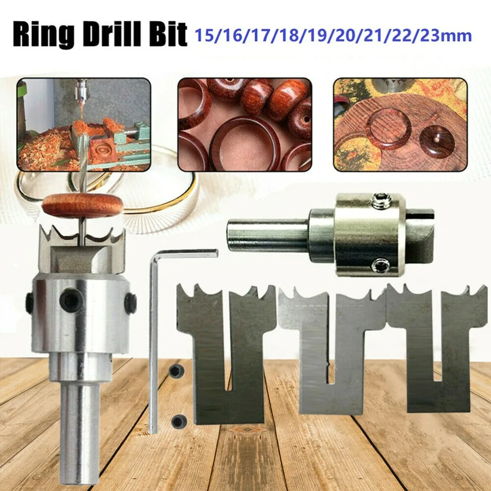 8Pcs Silver Wood Ring Cutter 19mm/20mm/21mm Steel Ping an Buckle Craft Tool Woodworking Molding Kit Wood Thumb Ring DIY Crafting