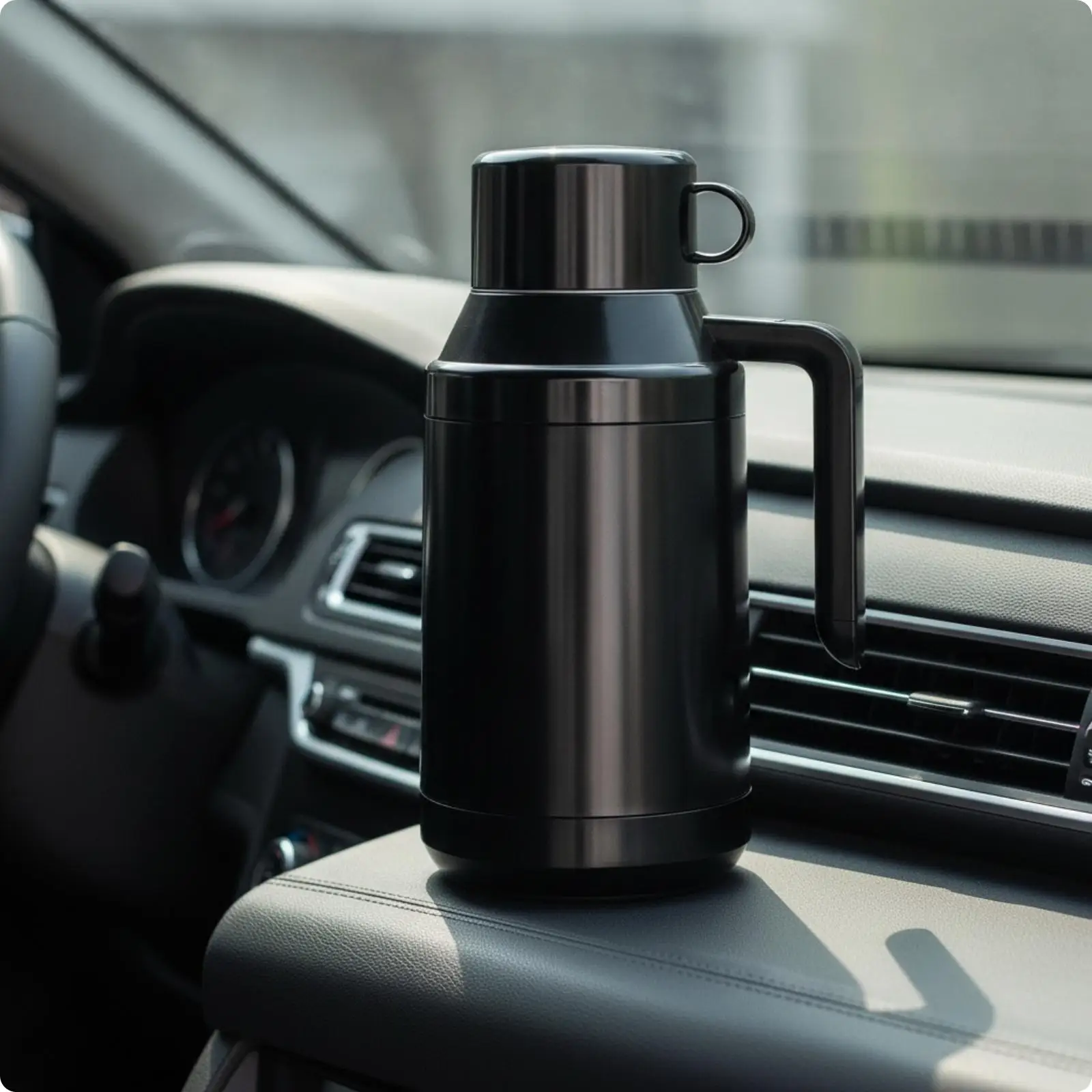 12V Car Electric Kettle Portable Boiling Water Heater Food Grade Steel Interior Wide Mouth Lid Anti Slip Design for SUV