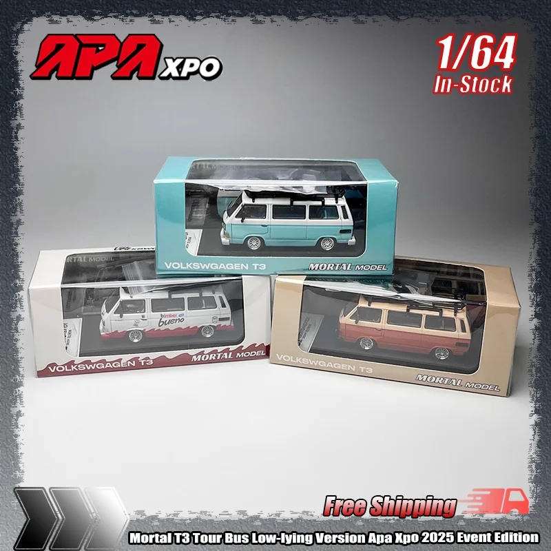 

Новый стандарт Mortal 1:64 T3 Tour Bus Низкая версия Apa Xpo 2025 Event Edition Модели автомобилей из сплава на заказ Имитация коллекционеров игрушек