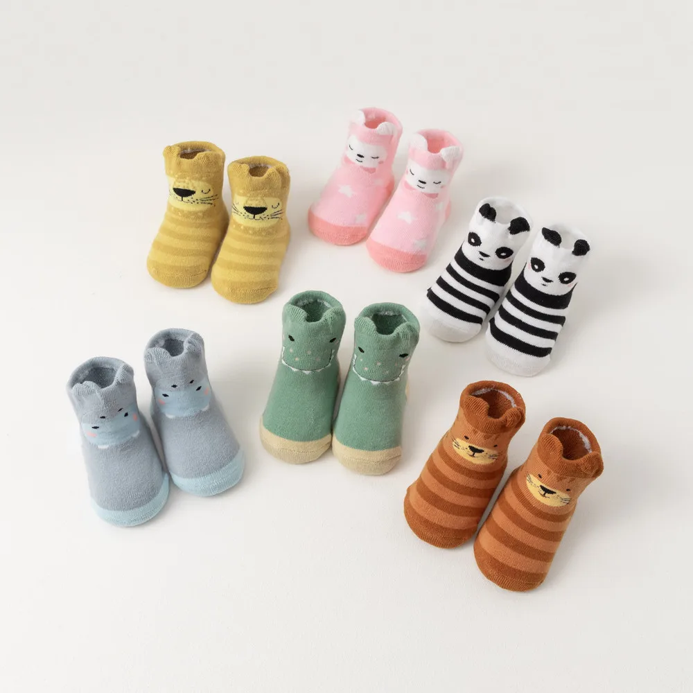 1Pairs/Lot Warm Winter Baby Socks Cute Soft Newborn Baby Girl Boy Thicken Terry Socks Cartoon Floor Sock