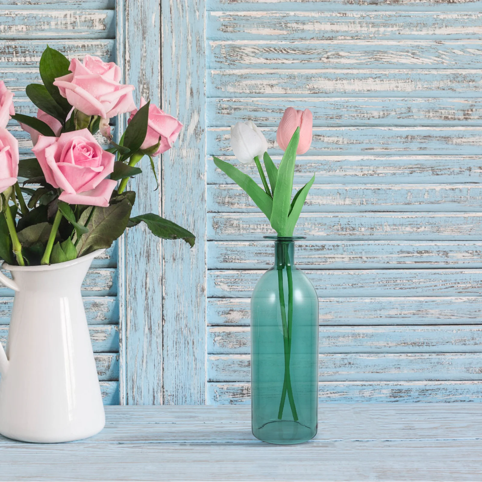 

1Pcs Glass Flower Vase Colored Hydroponic Decorative Home Desktop Floral Arrangement Container Modern Flower Holder