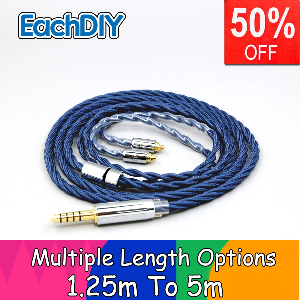 

99% Pure Silver OCC Alloy Graphene Full Sleeved Earphone Cable For Shure AONIC 3 4 5 SE425 SE315 se535 SE215 se846 MMCX LN008619