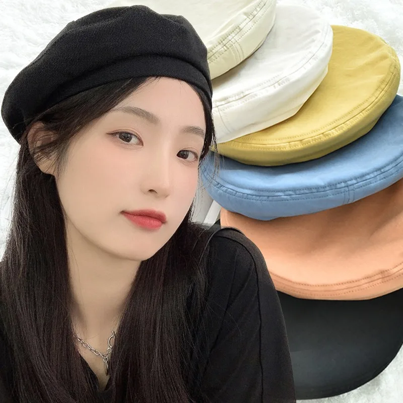 Frühling Sommer Baumwolle Berets Solide Vintage Französisch Achteckige Vorwärts Schirmmützen Maler Hut Straße Militär Baskenmütze Frauen Mädchen Kappen