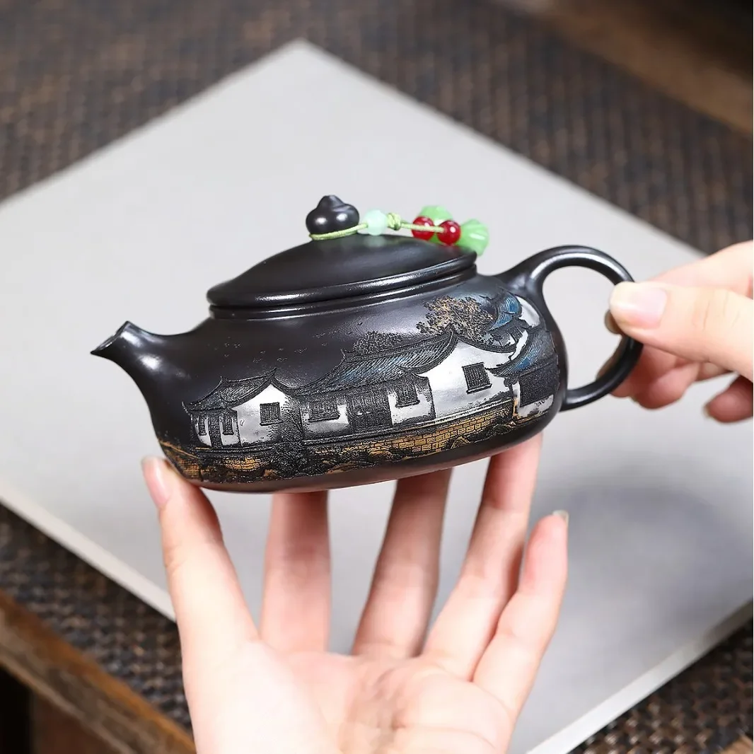 Yixing Original Mine Tea Infuser Teapot Yellow Mud Tea Accessories Set Handmade Jiangnan Yanyu Hanjiang Household Kung Fu Teapot
