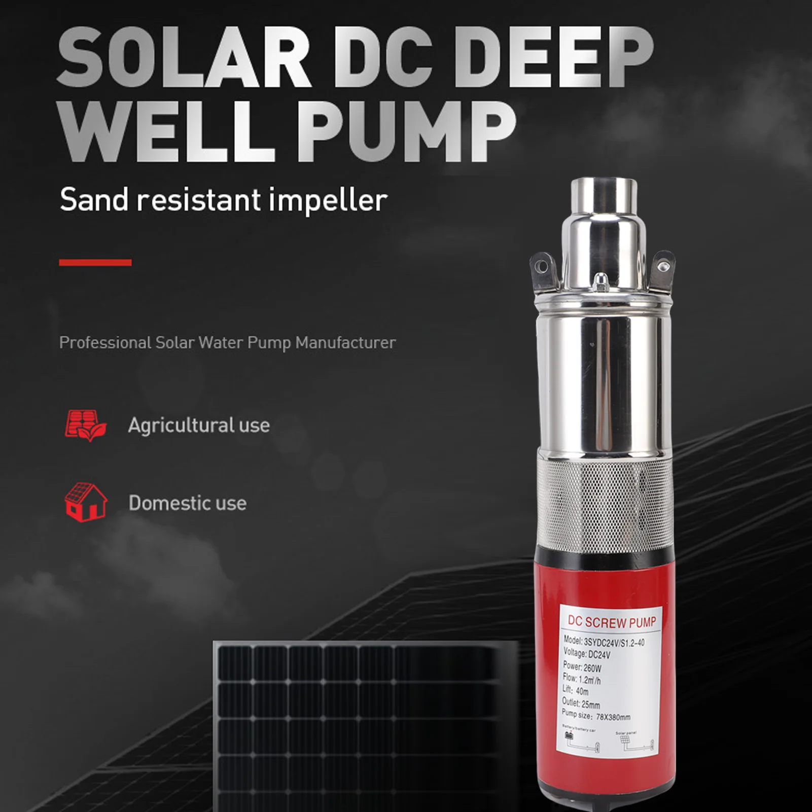 جسم غاطس من الفولاذ المقاوم للصدأ 2 حبل من خلال الثقوب 1 بوصة منفذ منفذ مضخة لولبية جيدة لري المزرعة #3